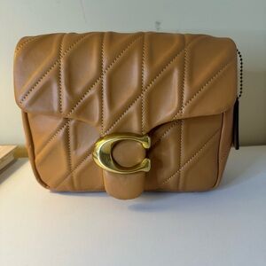Coach Tan Quilted Leather Bag with Gold Accent w/ 2 straps